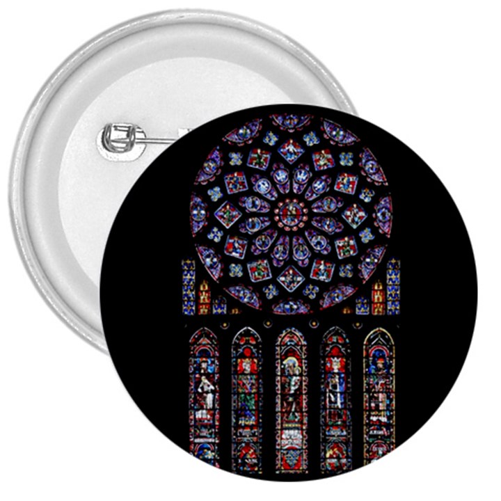 Chartres Cathedral Notre Dame De Paris Stained Glass 3  Buttons