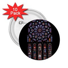 Chartres Cathedral Notre Dame De Paris Stained Glass 2 25  Buttons (10 Pack)  by Grandong