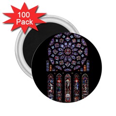 Chartres Cathedral Notre Dame De Paris Stained Glass 2 25  Magnets (100 Pack)  by Grandong