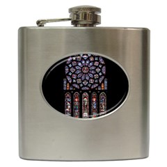 Chartres Cathedral Notre Dame De Paris Stained Glass Hip Flask (6 Oz) by Grandong