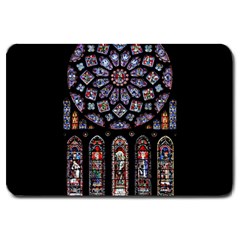 Chartres Cathedral Notre Dame De Paris Stained Glass Large Doormat by Grandong