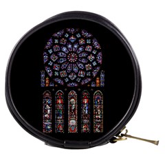 Chartres Cathedral Notre Dame De Paris Stained Glass Mini Makeup Bag by Grandong