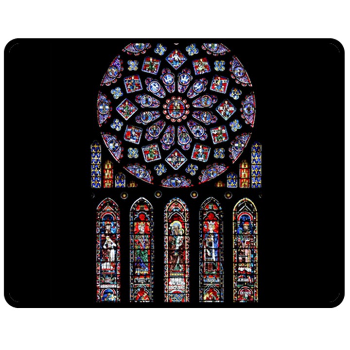 Chartres Cathedral Notre Dame De Paris Stained Glass Two Sides Fleece Blanket (Medium)