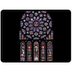 Chartres Cathedral Notre Dame De Paris Stained Glass Two Sides Fleece Blanket (large) by Grandong