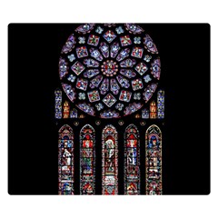 Chartres Cathedral Notre Dame De Paris Stained Glass Two Sides Premium Plush Fleece Blanket (small) by Grandong