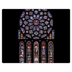 Chartres Cathedral Notre Dame De Paris Stained Glass Two Sides Premium Plush Fleece Blanket (medium) by Grandong