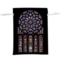 Chartres Cathedral Notre Dame De Paris Stained Glass Lightweight Drawstring Pouch (xl) by Grandong