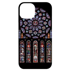 Chartres Cathedral Notre Dame De Paris Stained Glass Iphone 14 Black Uv Print Case by Grandong