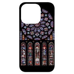 Chartres Cathedral Notre Dame De Paris Stained Glass Iphone 14 Pro Black Uv Print Case by Grandong