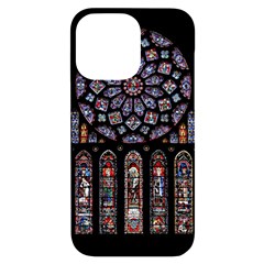 Chartres Cathedral Notre Dame De Paris Stained Glass Iphone 14 Pro Max Black Uv Print Case by Grandong