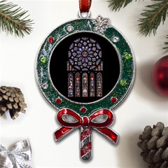 Chartres Cathedral Notre Dame De Paris Stained Glass Metal X mas Lollipop With Crystal Ornament