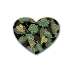 Autumn Fallen Leaves Dried Leaves Rubber Coaster (heart) by Grandong