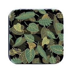 Autumn Fallen Leaves Dried Leaves Square Metal Box (black) by Grandong