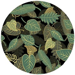 Autumn Fallen Leaves Dried Leaves Wooden Puzzle Round by Grandong