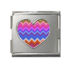 Pattern Chevron Zigzag Background Mega Link Heart Italian Charm (18mm) by Grandong