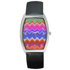 Pattern Chevron Zigzag Background Barrel Style Metal Watch by Grandong