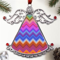 Pattern Chevron Zigzag Background Metal Angel With Crystal Ornament by Grandong