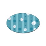 Gardenia Flowers White Blue Sticker (Oval) Front