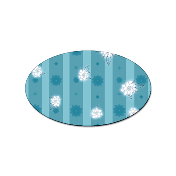 Gardenia Flowers White Blue Sticker (Oval)