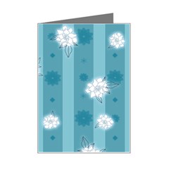 Gardenia Flowers White Blue Mini Greeting Card by Grandong