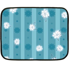 Gardenia Flowers White Blue Two Sides Fleece Blanket (mini) by Grandong