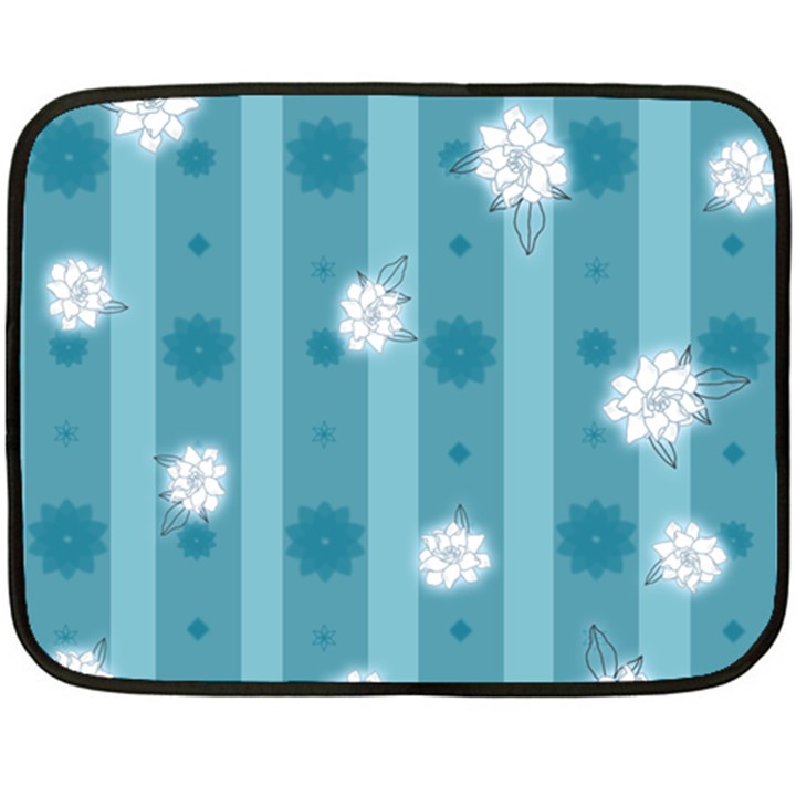 Gardenia Flowers White Blue Two Sides Fleece Blanket (Mini)