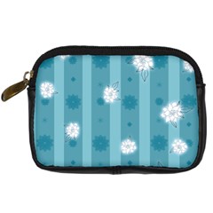 Gardenia Flowers White Blue Digital Camera Leather Case by Grandong