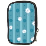 Gardenia Flowers White Blue Compact Camera Leather Case Front