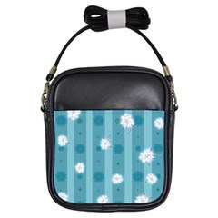 Gardenia Flowers White Blue Girls Sling Bag by Grandong