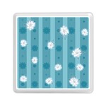 Gardenia Flowers White Blue Memory Card Reader (Square) Front