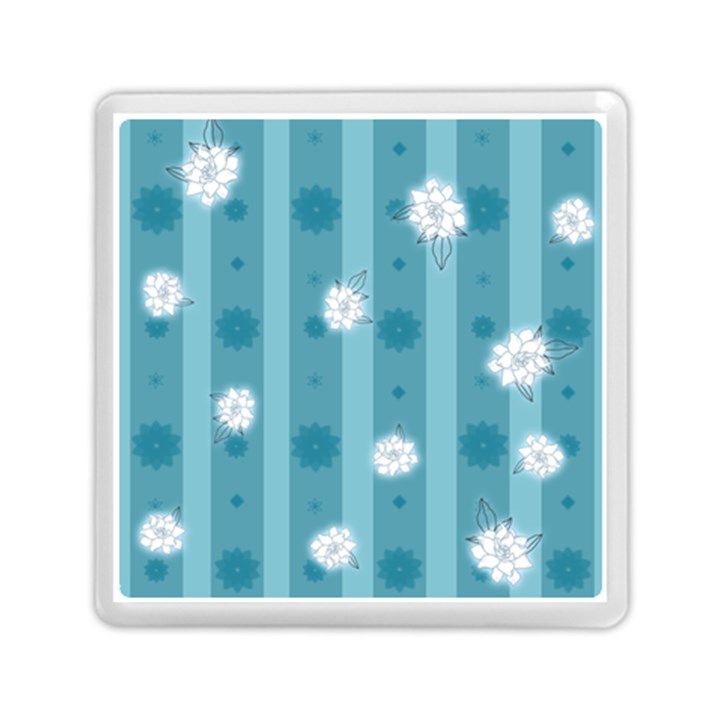 Gardenia Flowers White Blue Memory Card Reader (Square)