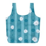 Gardenia Flowers White Blue Full Print Recycle Bag (L) Front