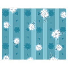 Gardenia Flowers White Blue Two Sides Premium Plush Fleece Blanket (medium) by Grandong