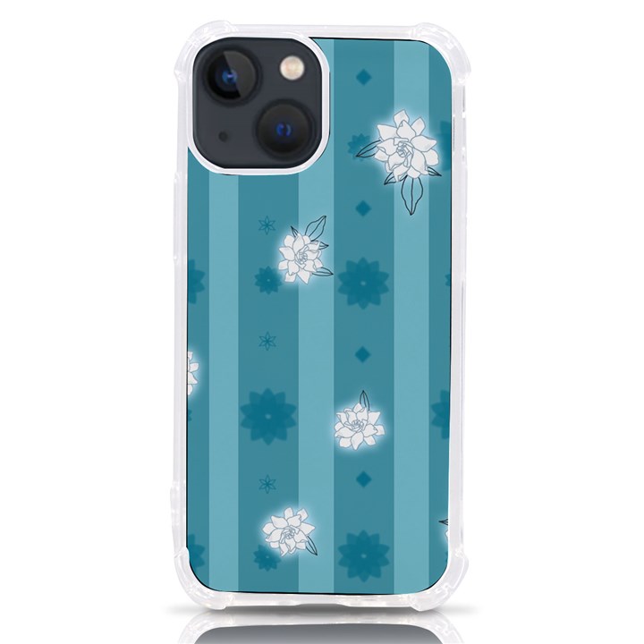 Gardenia Flowers White Blue iPhone 13 mini TPU UV Print Case