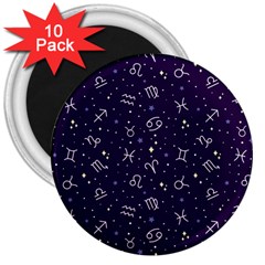 Vector Seamless Dark Zodiac Sign Star Symbol Pattern 3  Magnets (10 Pack)  by Grandong