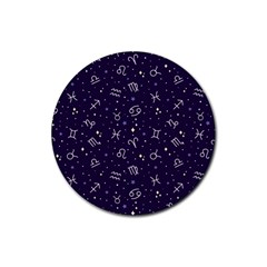 Vector Seamless Dark Zodiac Sign Star Symbol Pattern Rubber Coaster (round) by Grandong