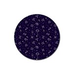 Vector Seamless Dark Zodiac Sign Star Symbol Pattern Rubber Round Coaster (4 pack) Front