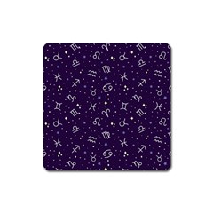 Vector Seamless Dark Zodiac Sign Star Symbol Pattern Square Magnet by Grandong