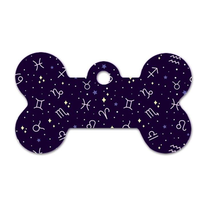 Vector Seamless Dark Zodiac Sign Star Symbol Pattern Dog Tag Bone (Two Sides)