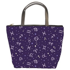 Vector Seamless Dark Zodiac Sign Star Symbol Pattern Bucket Bag by Grandong