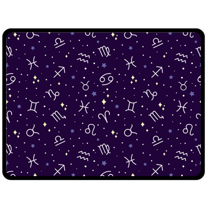 Vector Seamless Dark Zodiac Sign Star Symbol Pattern Fleece Blanket (Large)