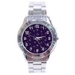 Vector Seamless Dark Zodiac Sign Star Symbol Pattern Stainless Steel Analogue Watch by Grandong