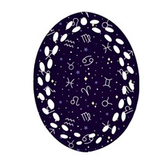 Vector Seamless Dark Zodiac Sign Star Symbol Pattern Oval Filigree Ornament (two Sides) by Grandong