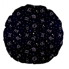 Vector Seamless Dark Zodiac Sign Star Symbol Pattern Large 18  Premium Round Cushions by Grandong