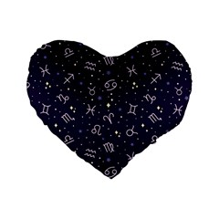 Vector Seamless Dark Zodiac Sign Star Symbol Pattern Standard 16  Premium Heart Shape Cushions by Grandong