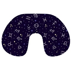 Vector Seamless Dark Zodiac Sign Star Symbol Pattern Travel Neck Pillow by Grandong