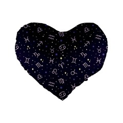 Vector Seamless Dark Zodiac Sign Star Symbol Pattern Standard 16  Premium Flano Heart Shape Cushions by Grandong