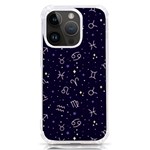 Vector Seamless Dark Zodiac Sign Star Symbol Pattern iPhone 14 Pro TPU UV Print Case Front