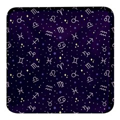 Vector Seamless Dark Zodiac Sign Star Symbol Pattern Square Glass Fridge Magnet (4 Pack) by Grandong