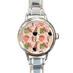 Japanese Street Food Soba Noodle In Bowl Pattern Round Italian Charm Watch by Grandong